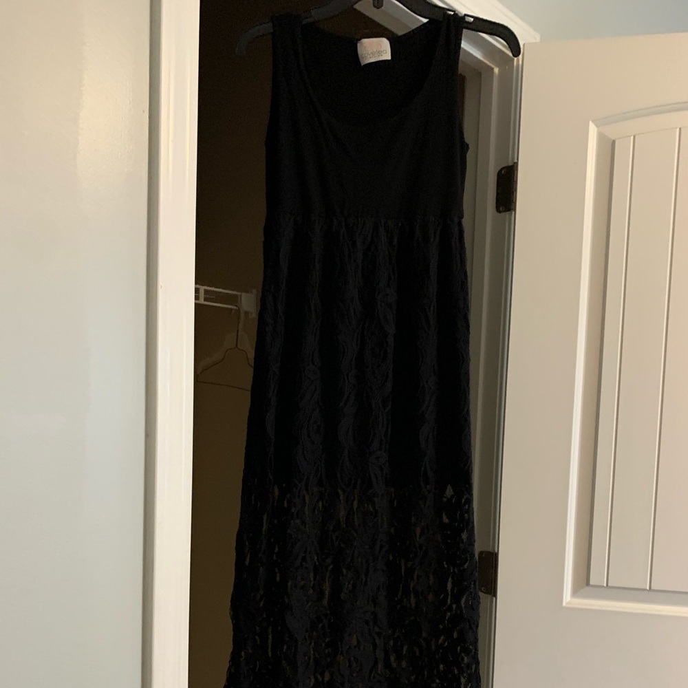 Black maxi dress with lace on the bottom!